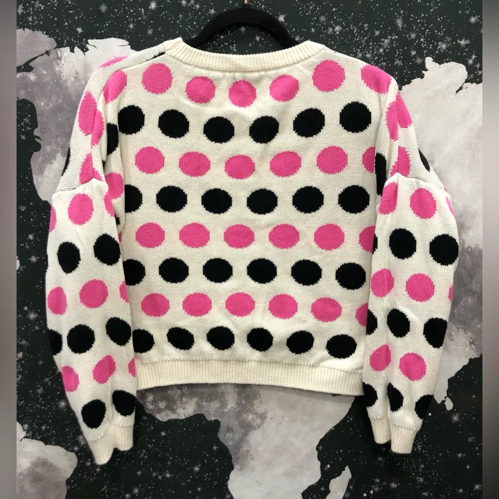 Polka Dot women’s crop sweater White Size XL - Image 2