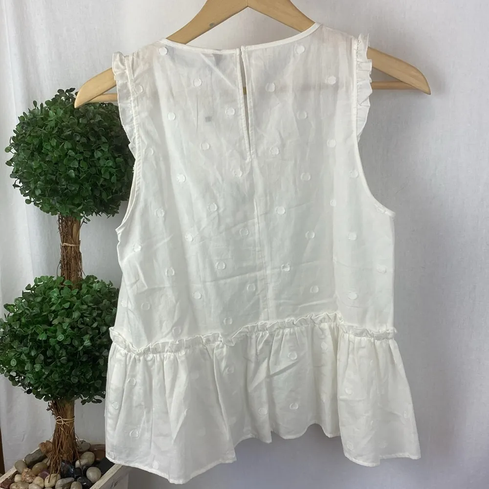 Zara White Sleeveless Crochet Lace A Line Ruffle Top NEW S - Image 2