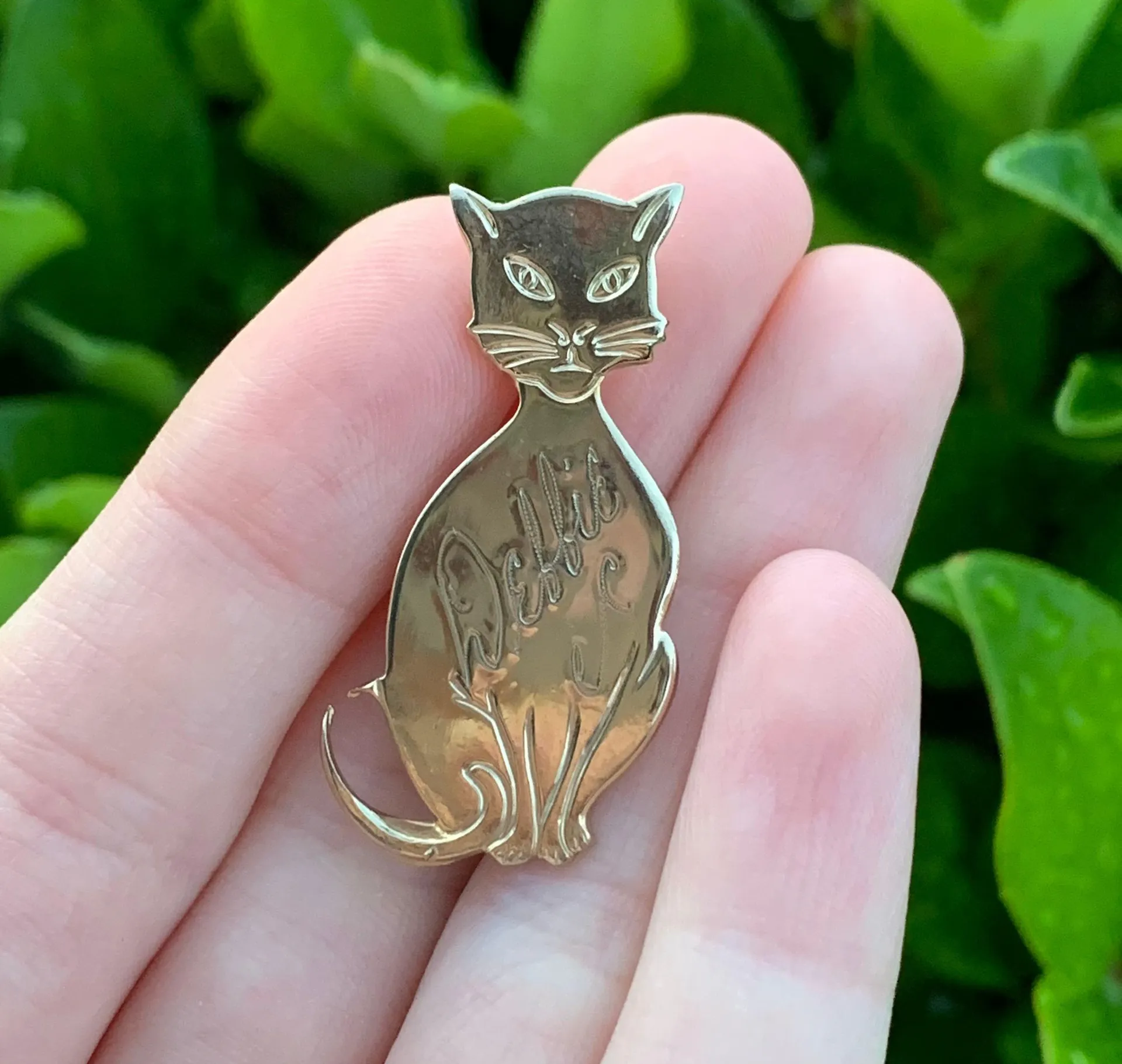 Vintage Gold Color Cat Brooch Pin with “Debbie” - Image 3