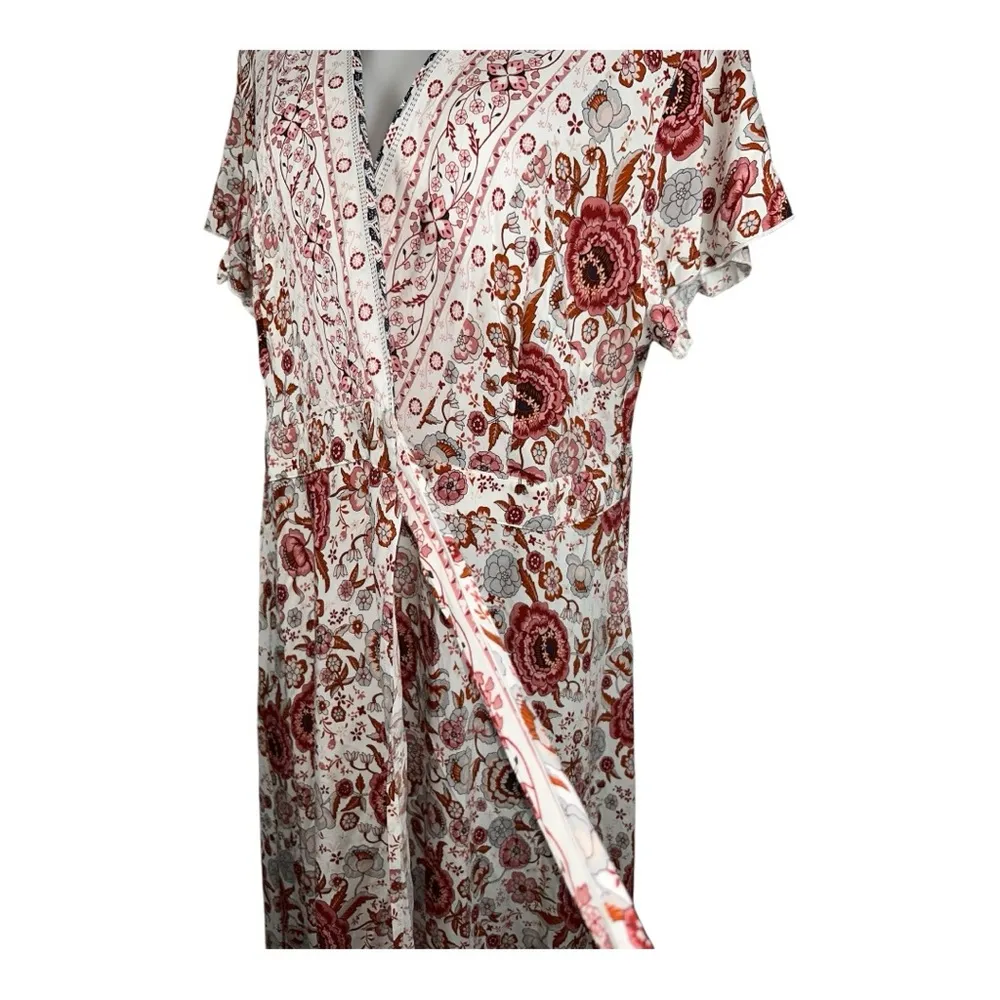 HALCYEEN Elegant Boho Maxi Dress with Flowing Silhouette White/ red flowers XXL White - Image 7
