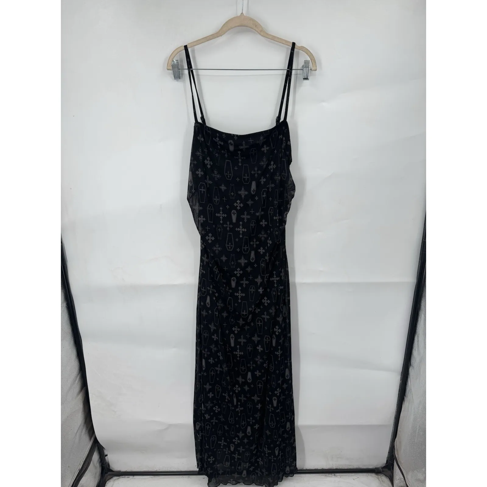 Cosmic Aura Coffin Gothic Mesh Maxi Dress Women 2X Black Emo Whimsigoth Grunge Size XXL - Image 2