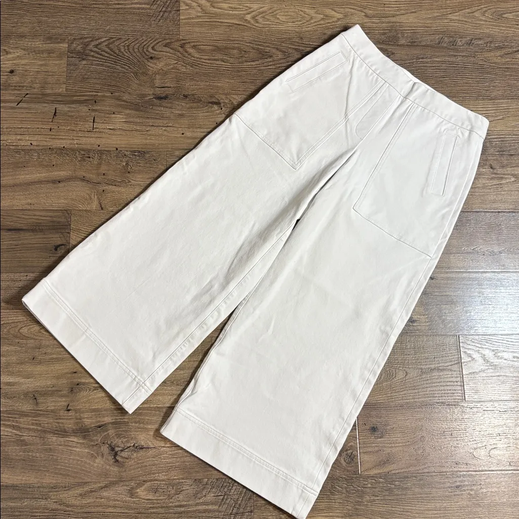 Spanx On The Go Wide Leg Cropped Crop Pants White High Waisted Rise small - Image 5