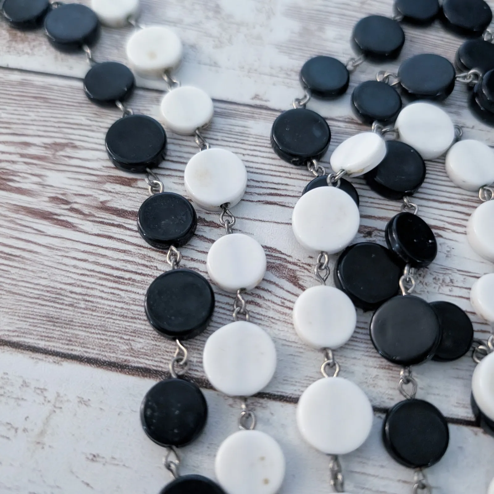 Extra Long Two Strand Black & White Claire's Necklace - Image 5