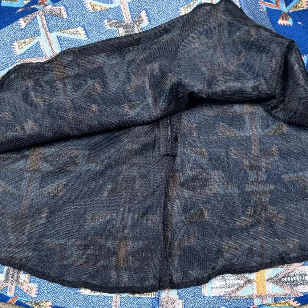 Lush Blue Tribal Aztec Pattern Skater Mini Skirt Size XS - Image 4