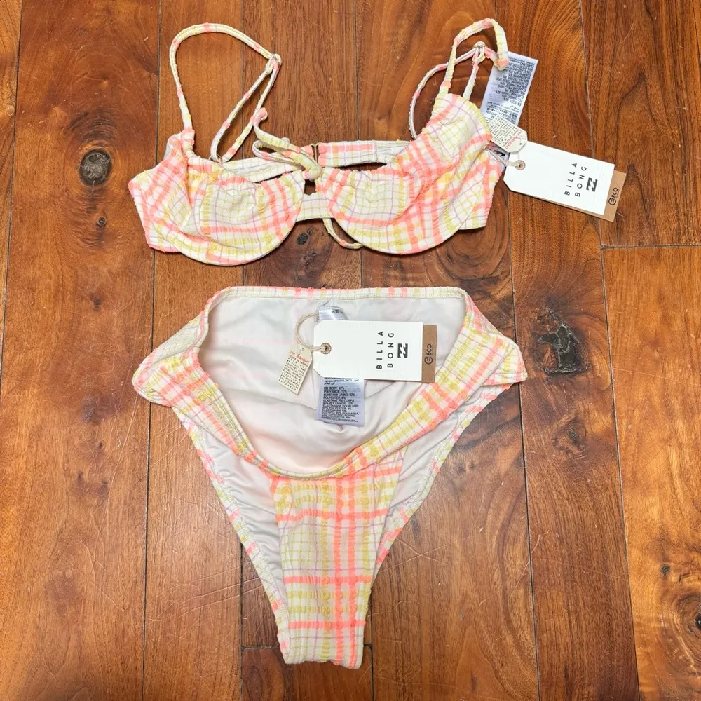 Billabong Pretty In Plaid Bikini Set S - Image 5