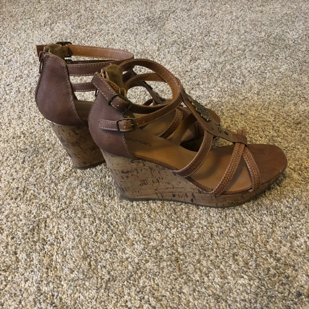 Size 11 brown cork heel sandals - Image 2