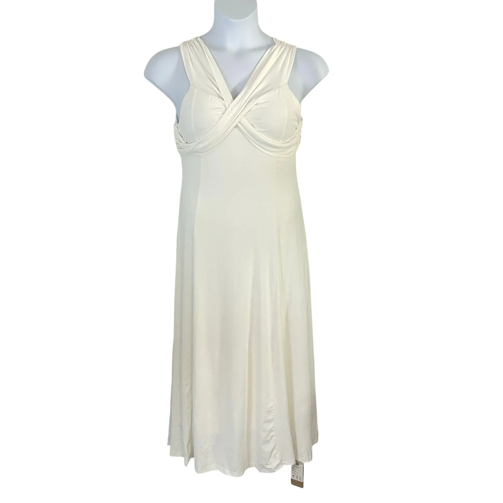 OGL Women's Flowy Criss Cross Off Shoulder Midi Brami Dress Pure White L New Size L - Image 2