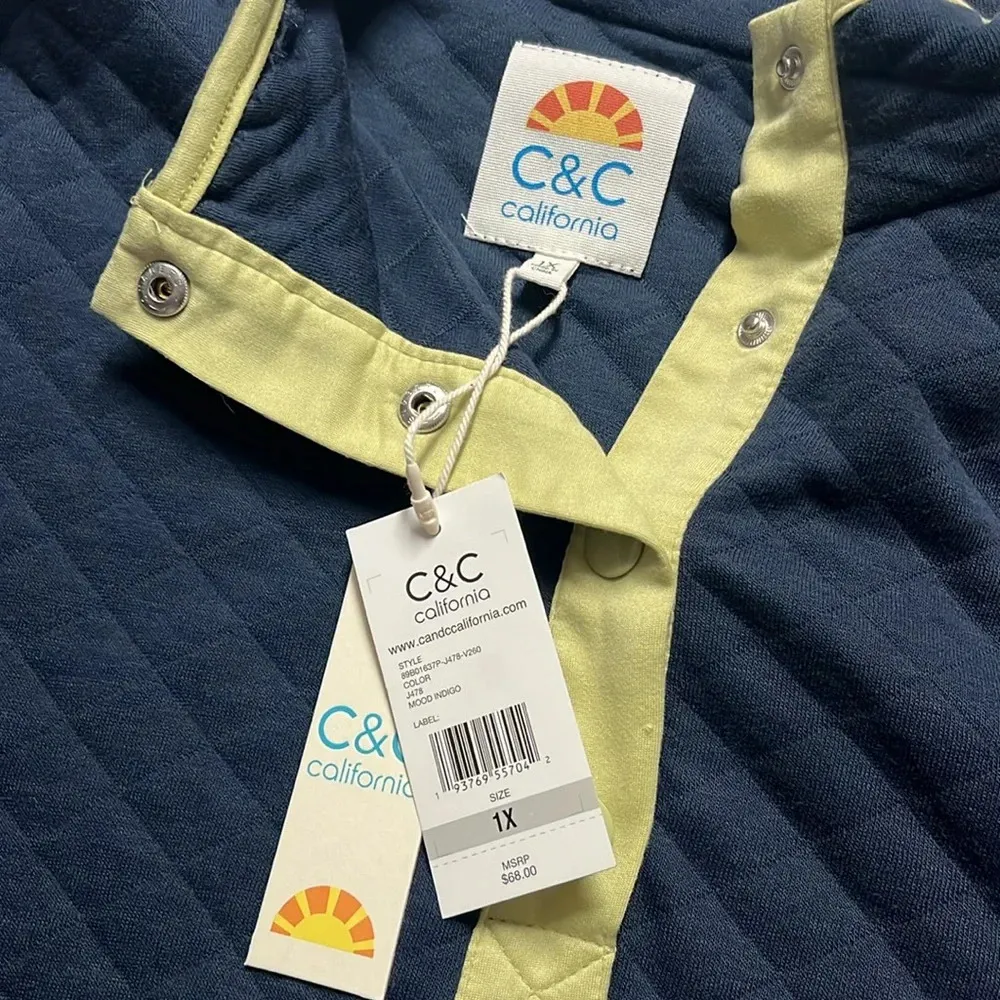 Imperfect NWT sweater C&C California 1X sweater quilted pullover snap button - Image 8