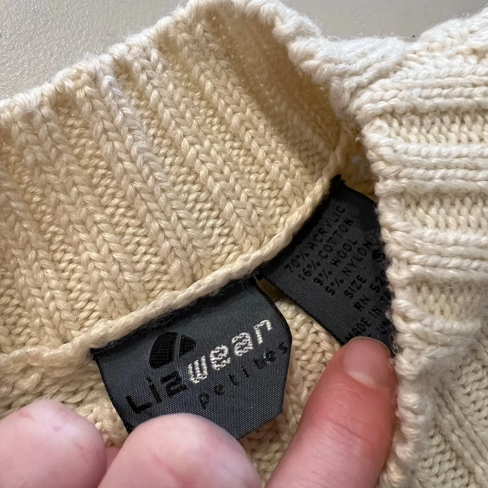 Liz Claiborne Vintage 90s Gray, Black & White Wool Cotton Blend Size Small - Image 6