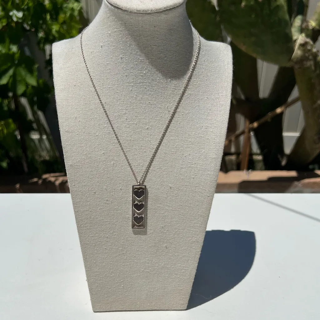 TIFFANY&Co. Tiffany Triple Heart Plate Necklace Silver 925 Women’s RARE - Image 3