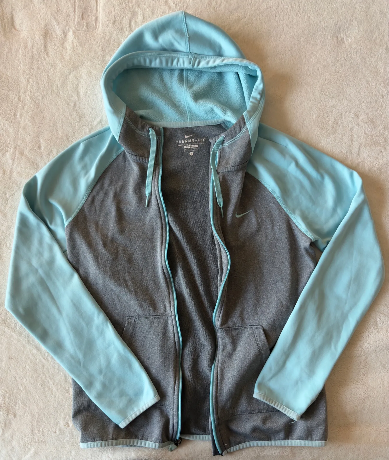 Nike Therma-Fit Zip-Up Hoodie (Size S) Aqua Blue & Gray - Image 4