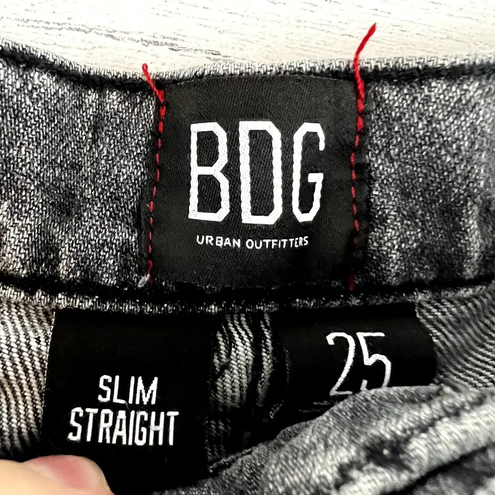 BDG Black Slim Straight Distressed Button Fly Jeans Size 25 - Image 3