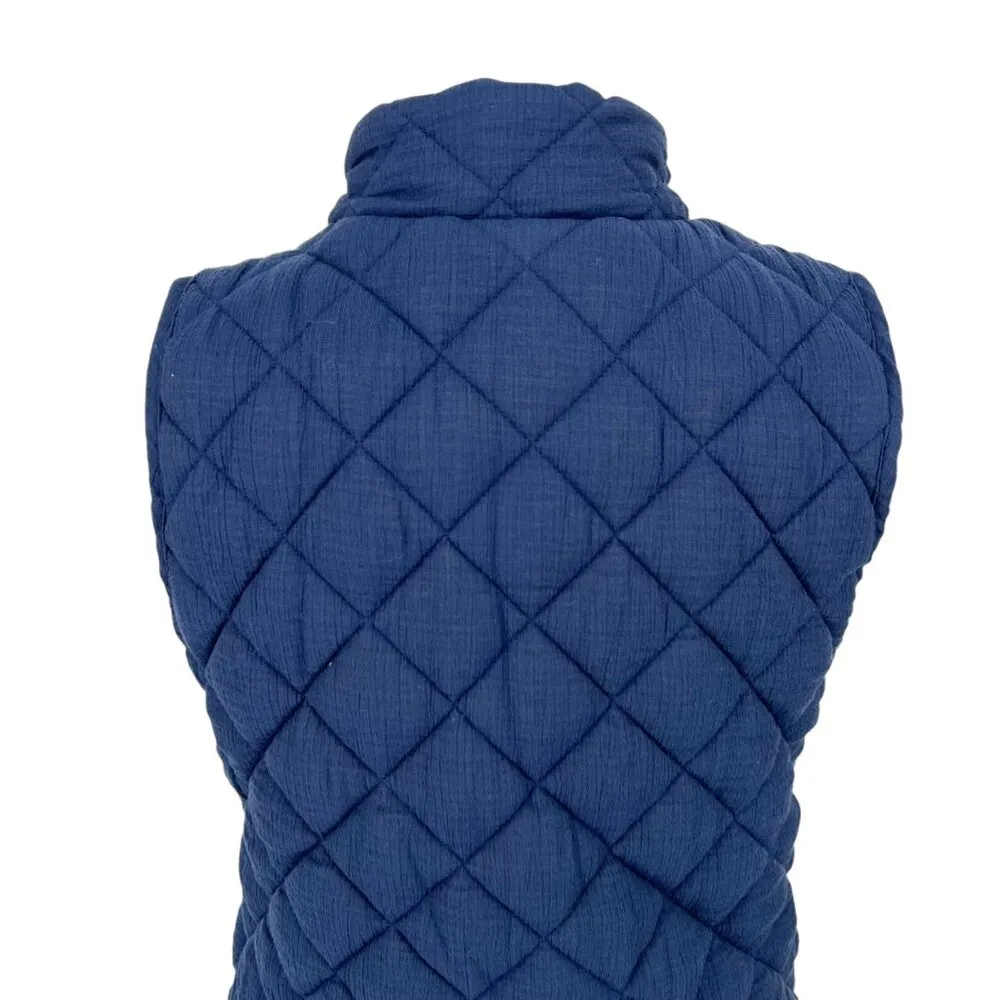Market & Spruce Diamond Quilted Sleeveless Vest Navy Blue Size Small NWT - Image 5