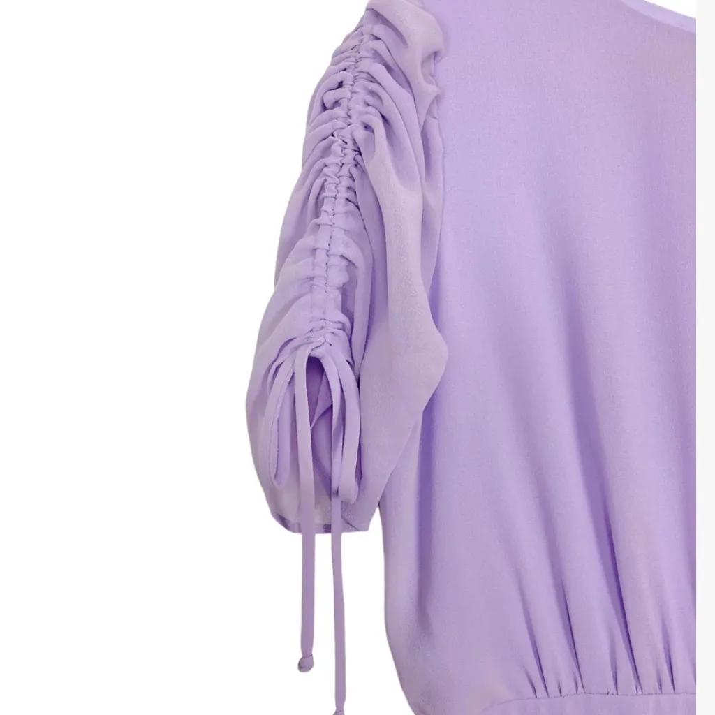 MAISON TARA LILAC DRAWSTRING CINCHED SLEEVES WITH ASYMMETRICAL HEM Purple Size 12 - Image 2