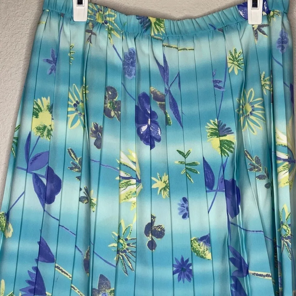 Vintage‎ L'Gante Floral Skirt Set Blue Size 12 - Image 5