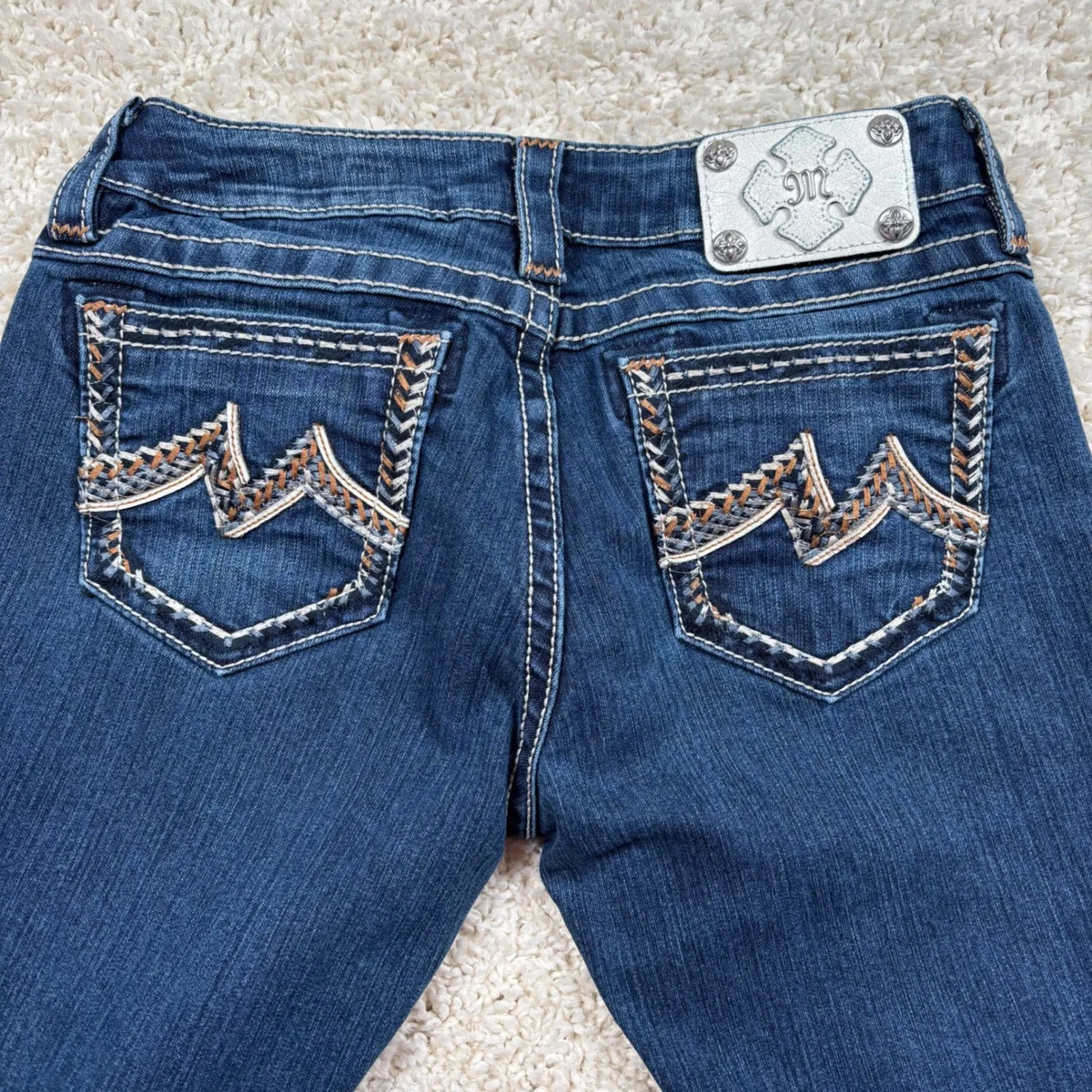 Miss Me Signature Skinny Jeans Embellished Pockets Blue Denim Size 29 - Image 8