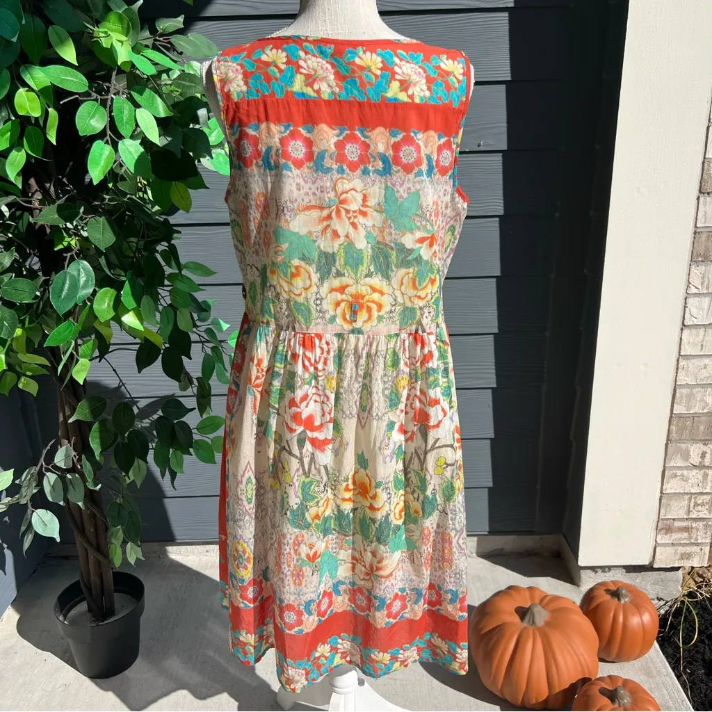 Johnny Was Cotton Floral Sleeveless Multicolor MIDI Dress - Image 5