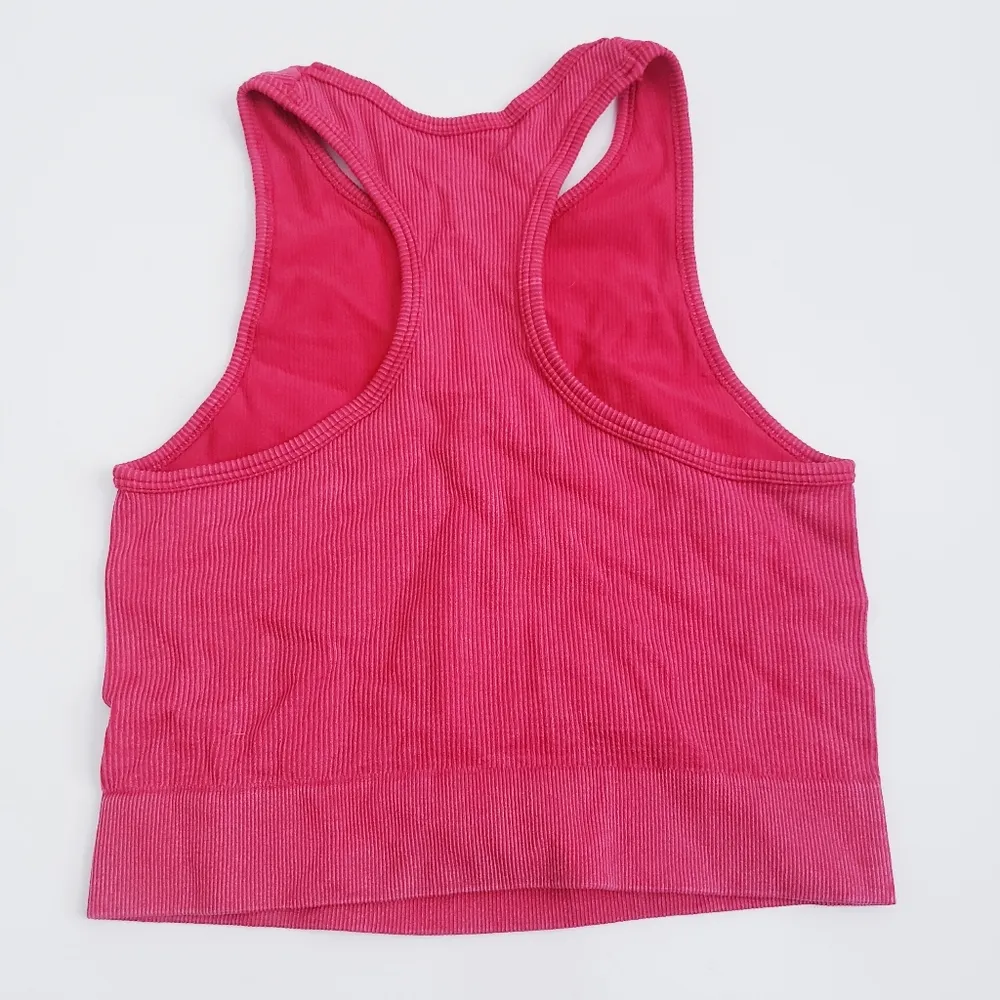 Free People Ribbed Cropped Boho Racerback Tank Top - Image 4