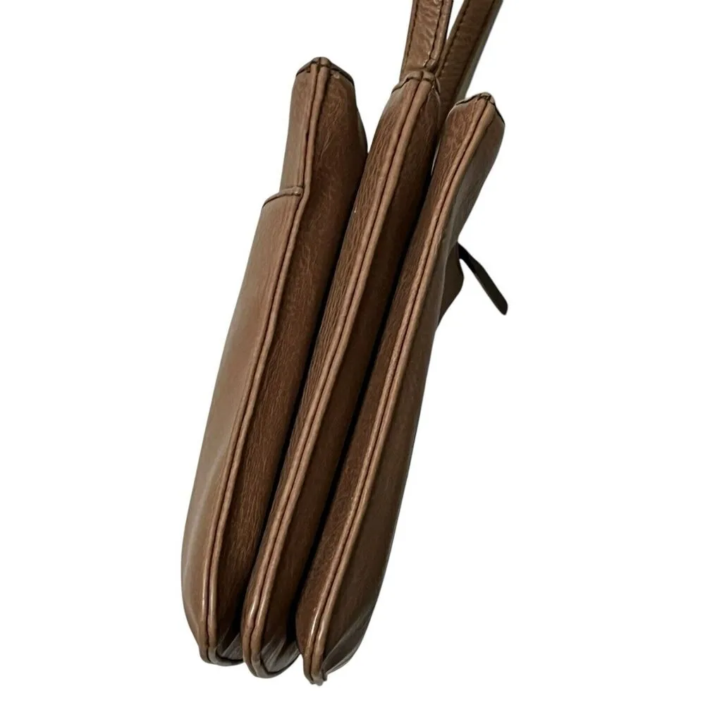 Matt & Nat Brown Vegan Leather Crossbody Front Middle Two Zipper Compartments - Image 6