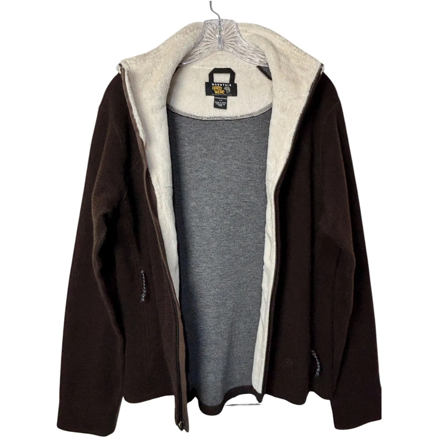 Mountain Hardwear Brown Wool Fleece Jacket Women's L Full Zip Sherpa Lined Hike - Image 8