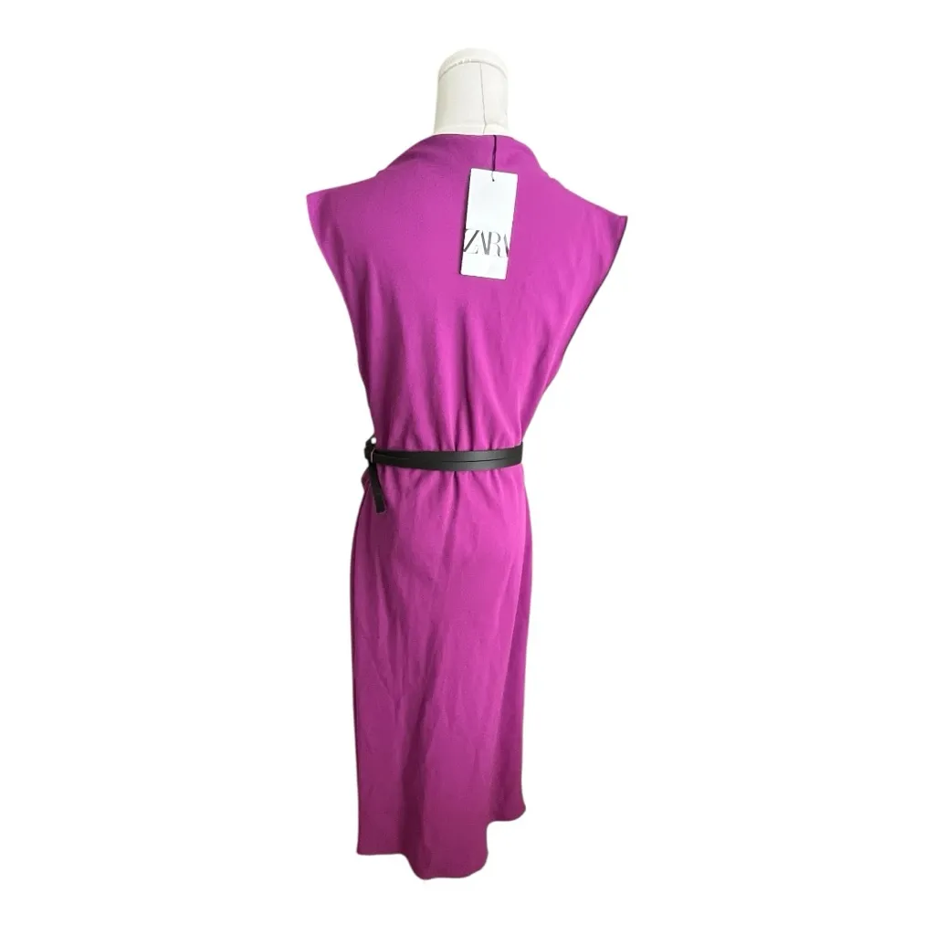 knee length dresses for ladies Zara Linen Blend Midi Dress With Belt  Heaven Couture