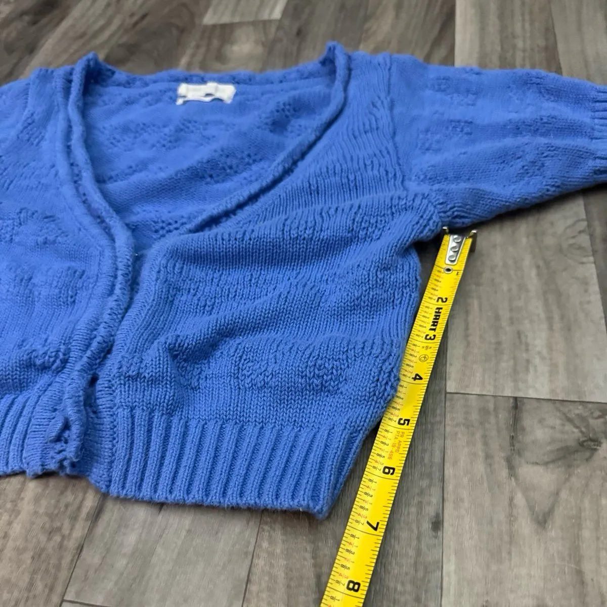 Urban outfitters royal blue coquette puff sleeve knit cardigan top - Image 4