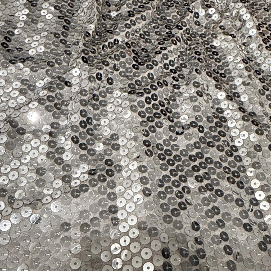 Criscione New York Vintage 80s Silver Sequins Skirt Elastic Waist size small Gray - Image 2