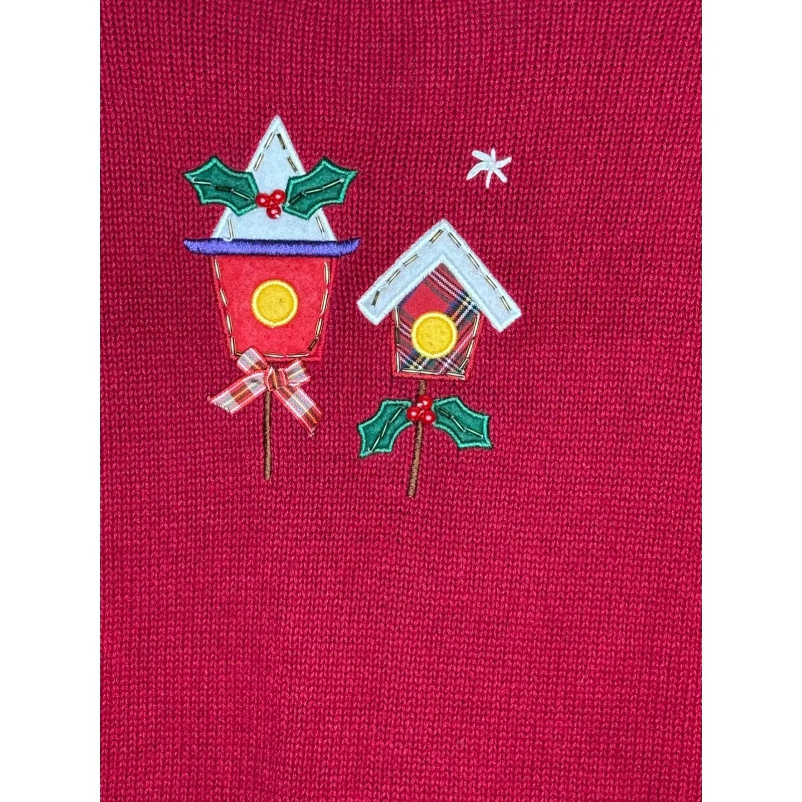 Vintage White Stag Christmas Sweater‎ Red Snowman Snowflakes Women Size Small - Image 7