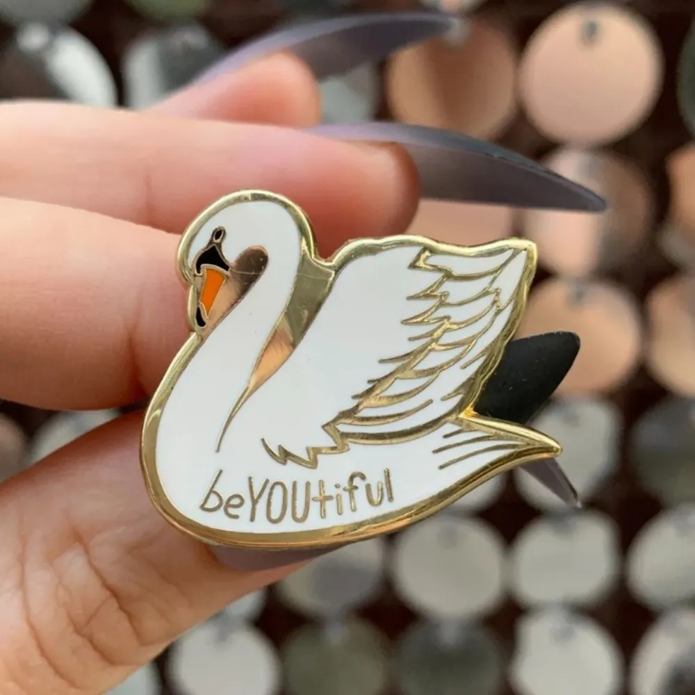 You Are Naturally Beautiful When You Are Swan Enamel Pin, Great Gift! 🎁 Gold - Image 6