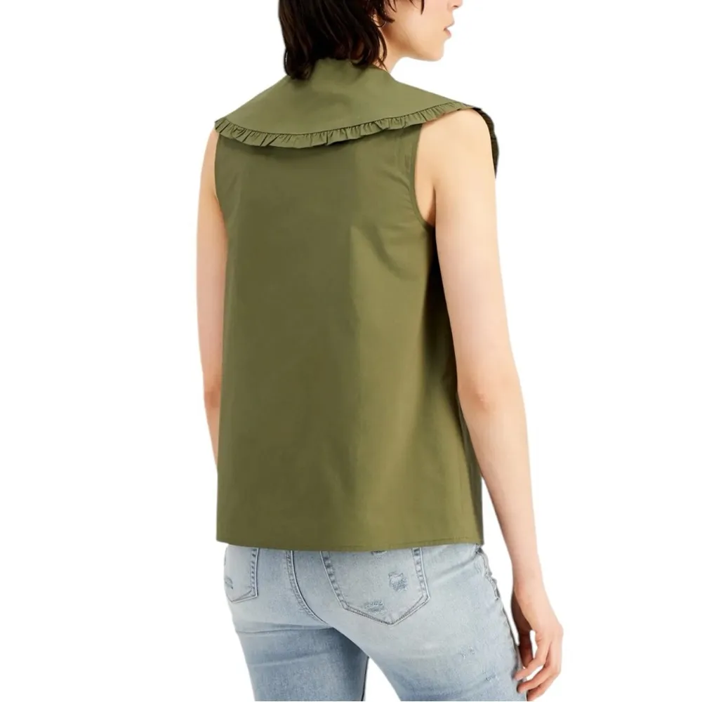 NEW International Concepts INC Burnt Olive Peter Pan Collar Top Size Medium - Image 2