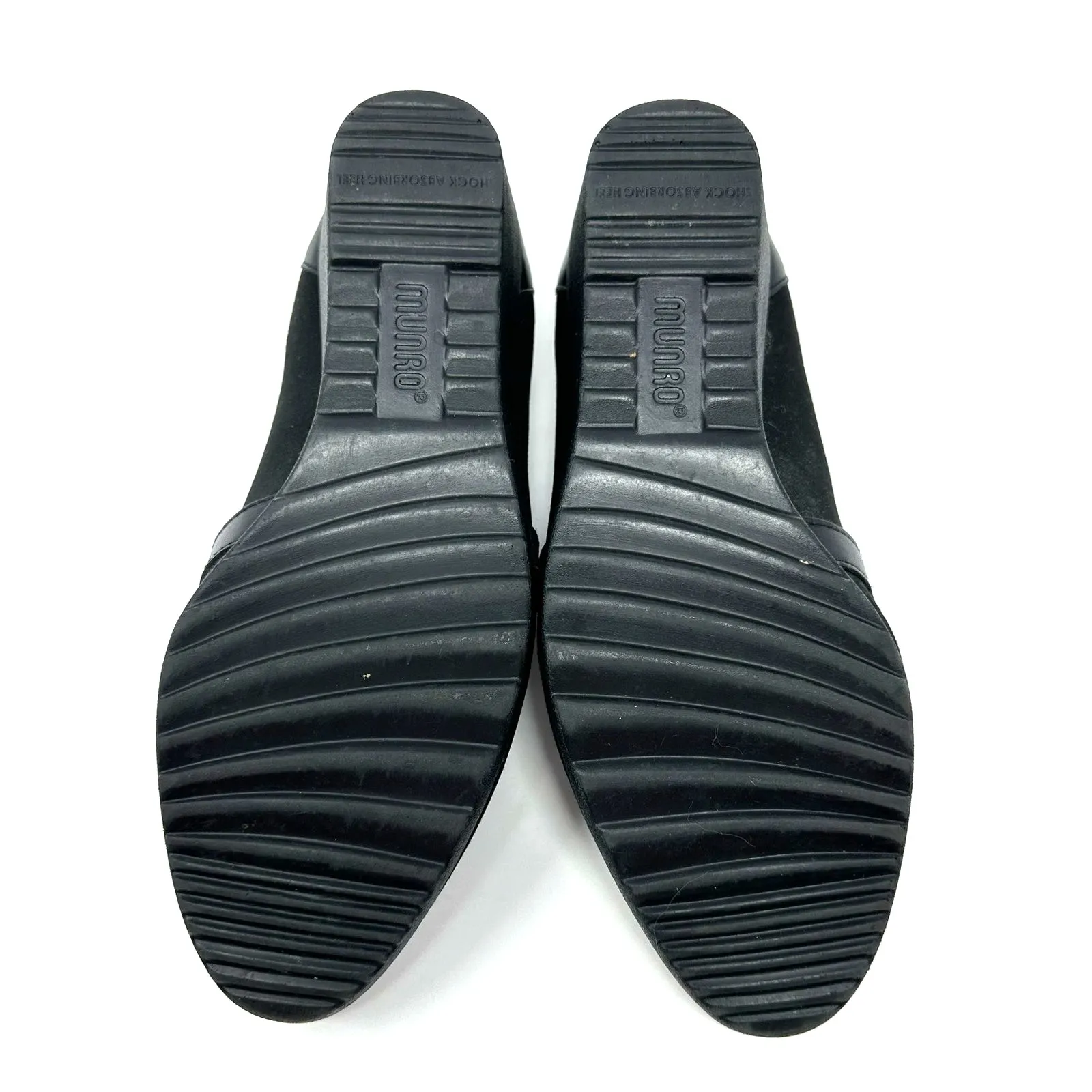 Munro Size 8.5 Shoes‎ Black 2" Wedge Heel Leather Buckle Formal Business Work - Image 8