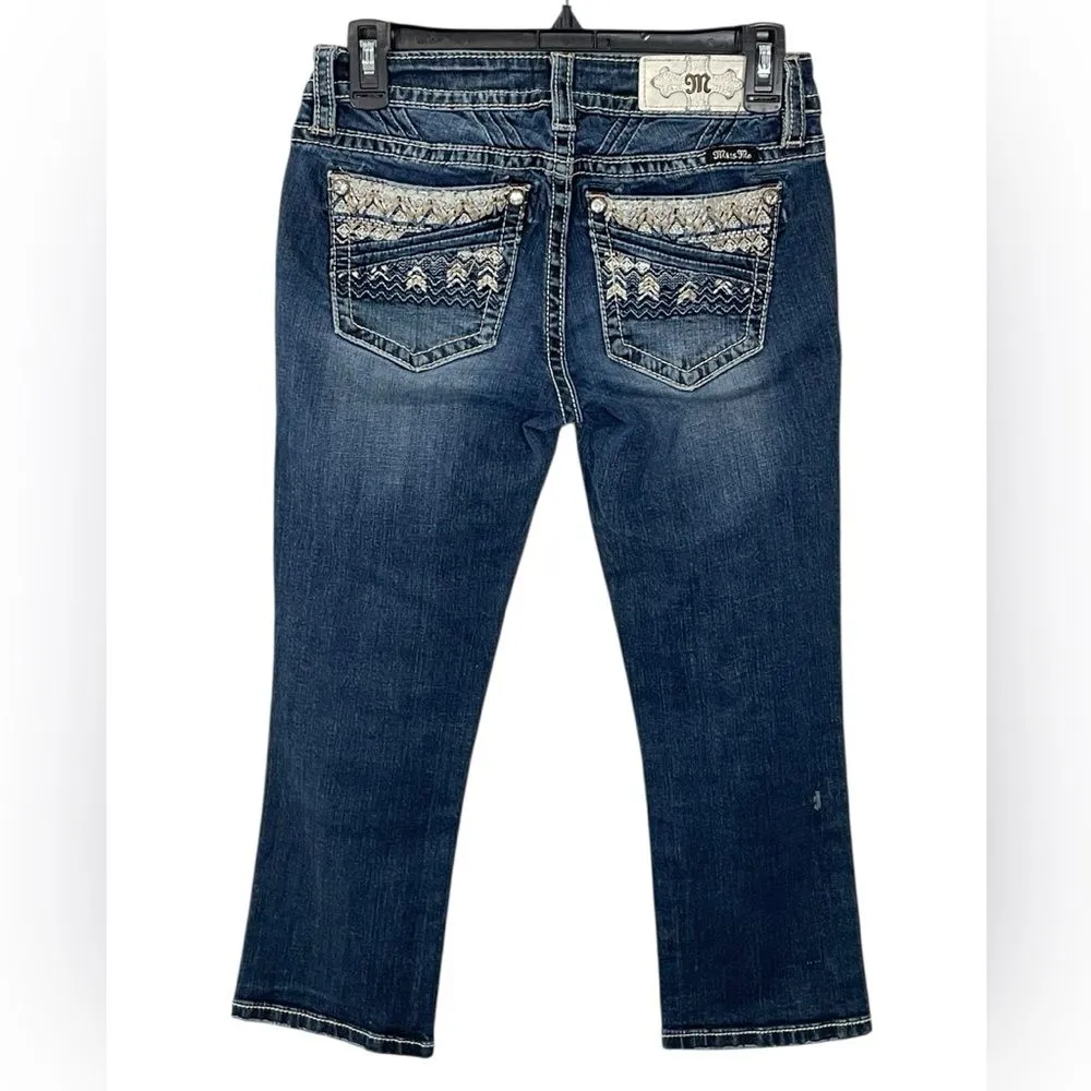 Miss Me‎ Mid Rise Denim Capris Size 26 Dark Wash Style MP8900P Jean - Image 3