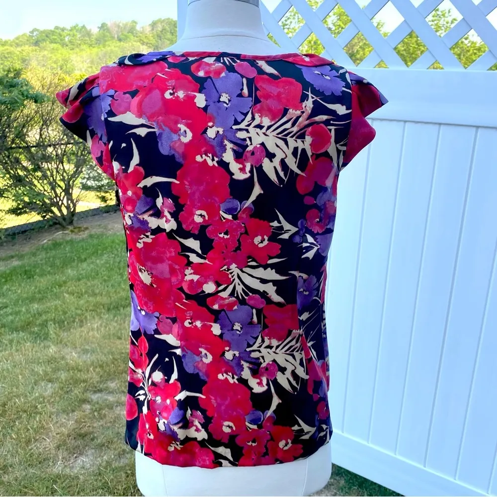 Anne Klein Button Down Cap Sleeve Ruffle Blouse - Image 11