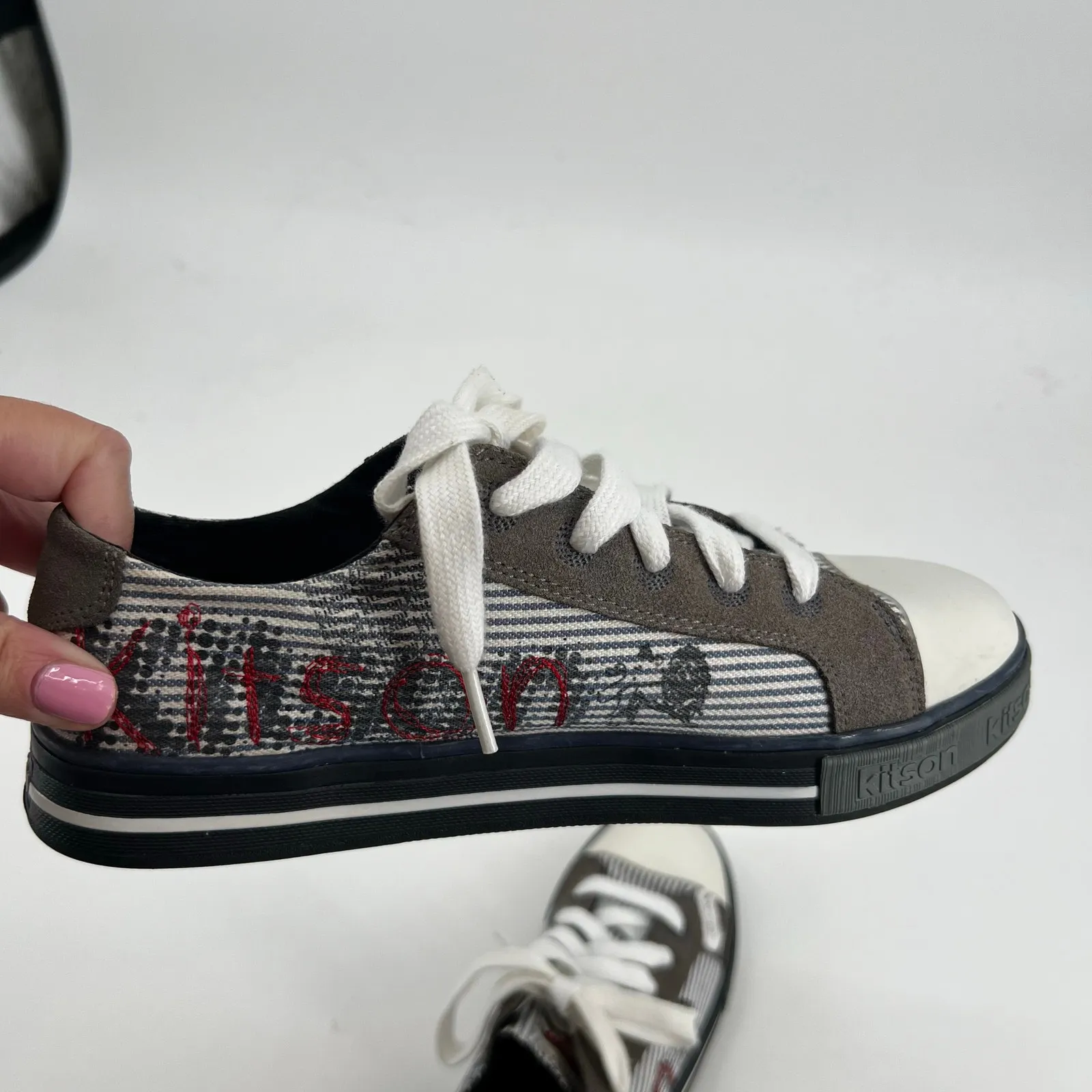 Womens Kitson Gray Canvas Lace Up low top Casual skater Shoes Sneakers Size 7.5 - Image 6