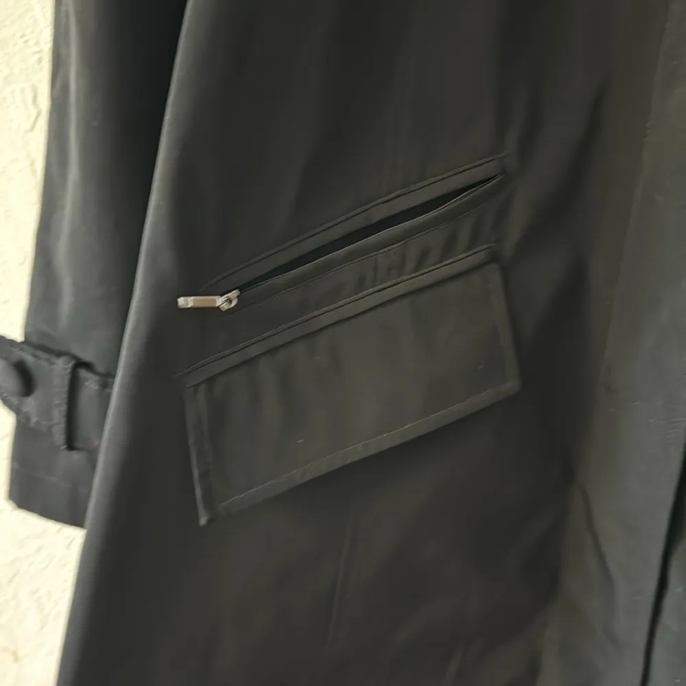 Gallery Black Water Resistant Long A Line Zip Button Closure Removable Hood Coat - Image 6