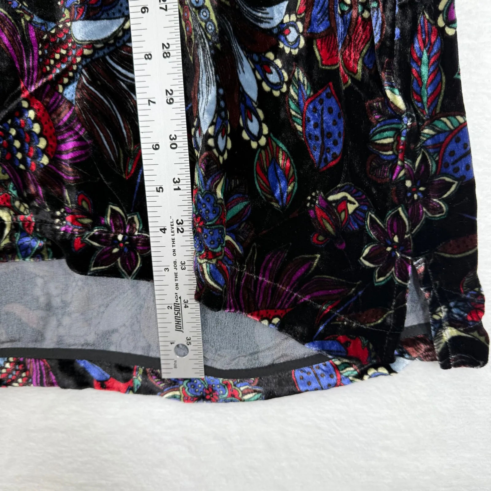 JOHNNY WAS WORKSHOP Black Floral Velvet Kimono‎ Dress Tie Front Size S - Image 3