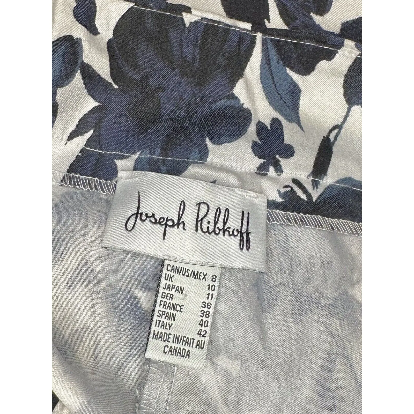 Joseph Ribkoff Slim Fit Blue Floral Print Crop Pants Size 8 EUC!! - Image 5