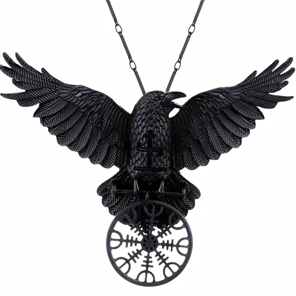 1pc Gothic Black‎ Raven Pendant Necklace Faux Fashion Jewelry Black - Image 5