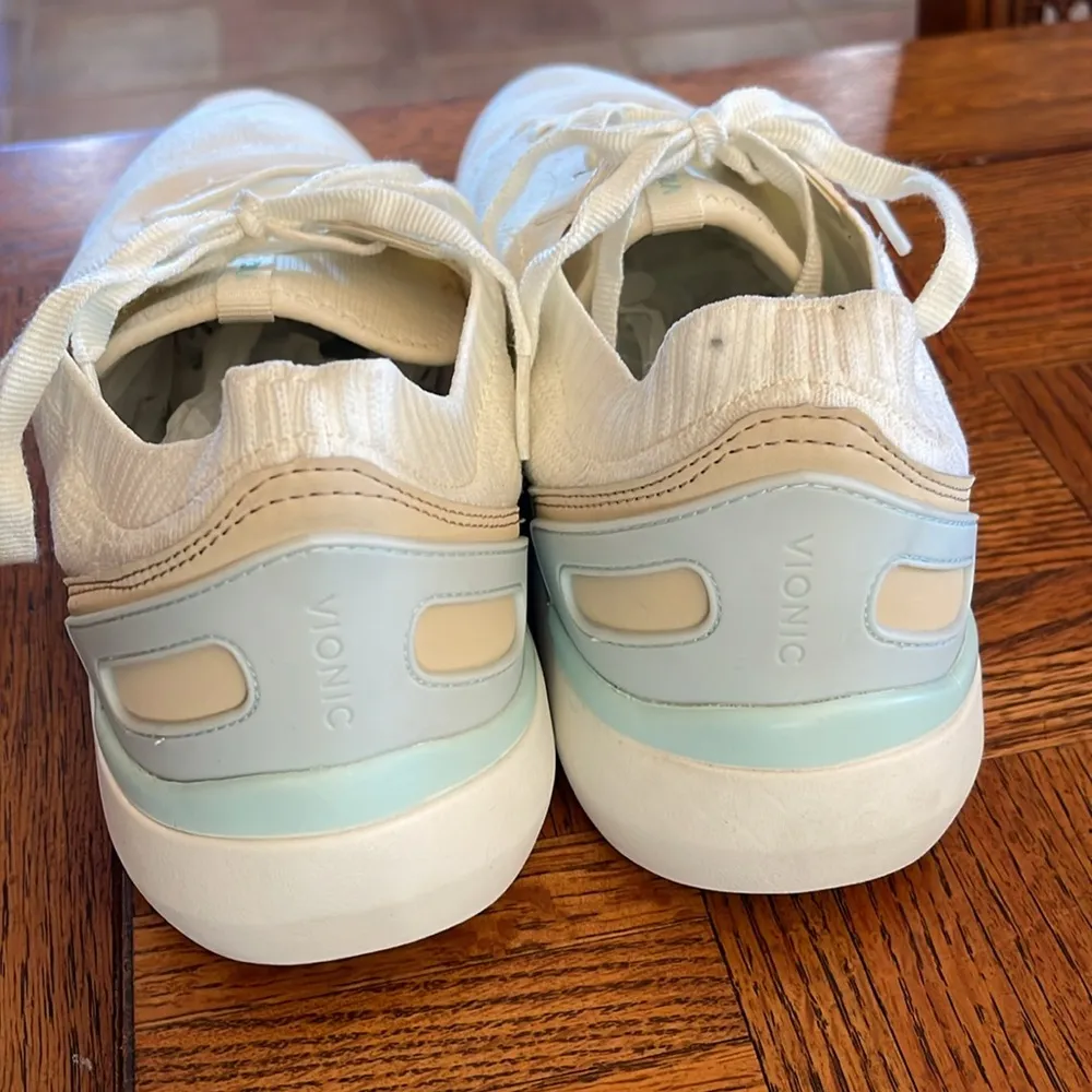 Vionic Cream and Light Blue Sneakers size 9 - Image 4