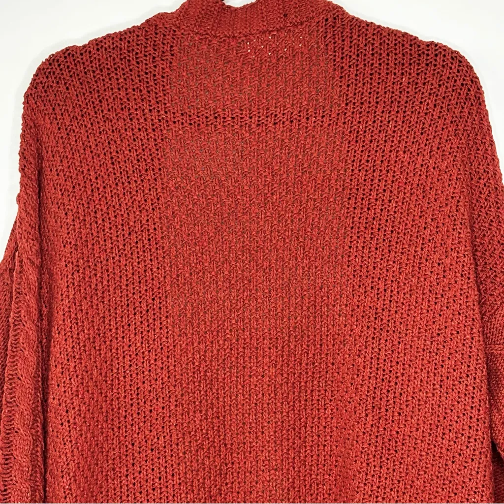 Impressions  Open Front Cable Knit Cardigan Rust Color Size M/L - Image 5