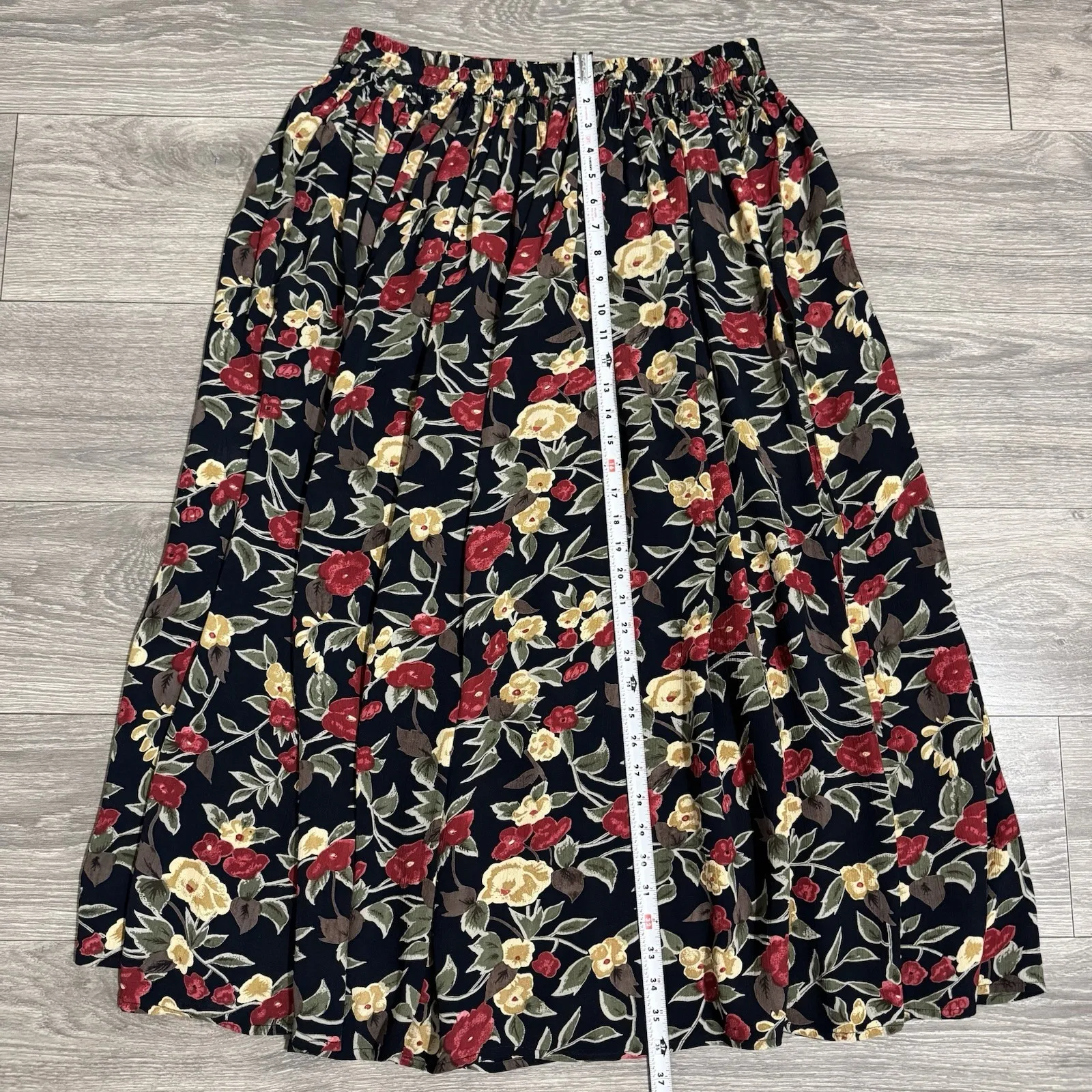 Orvis Floral Maxi Skirt XL Cottage Bohemian Artsy Peasant Granny Crinkle Dark - Image 14
