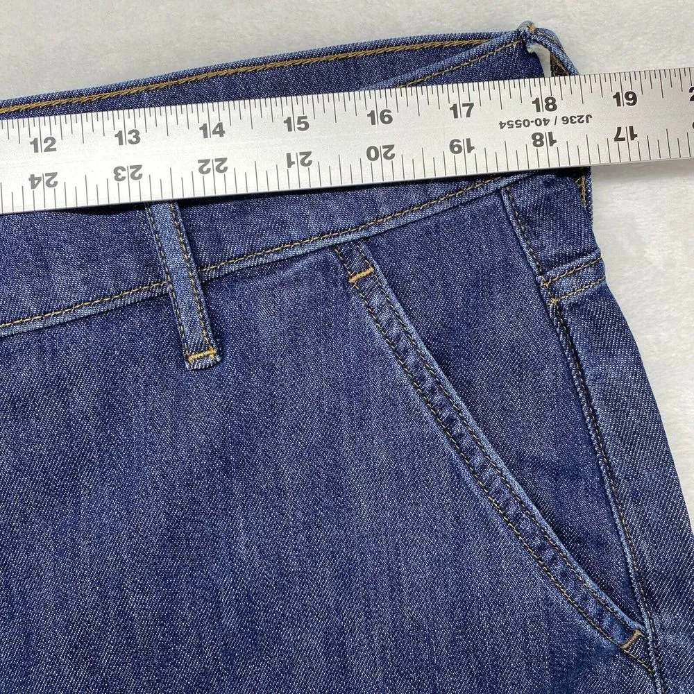 NWT J. Crew Wide Leg Denim Trouser Pant In Signature Stretch Dark‎ Wash Size 33 - Image 2