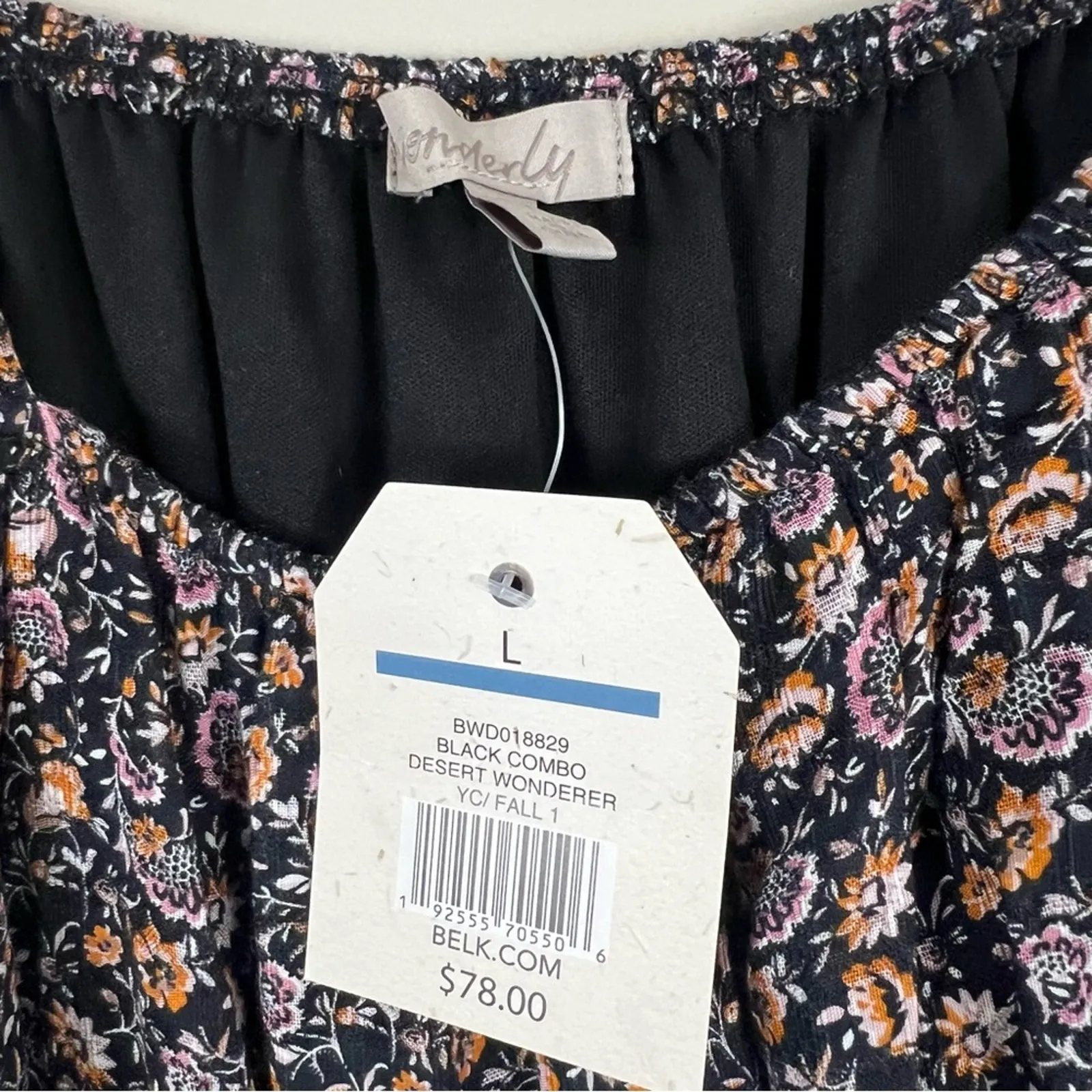 NWT Wonderly Mini Dress Womens L Black Long Sleeve Floral Bohemian Cottagecore - Image 4