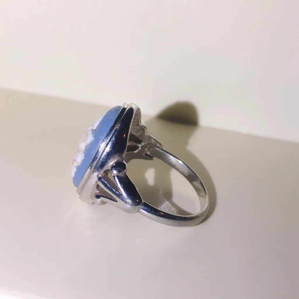 Avon Blue Cameo 2 Dove Ring Size 7 Vintage 1983 Birds On Branch Style Wedgwood - Image 10