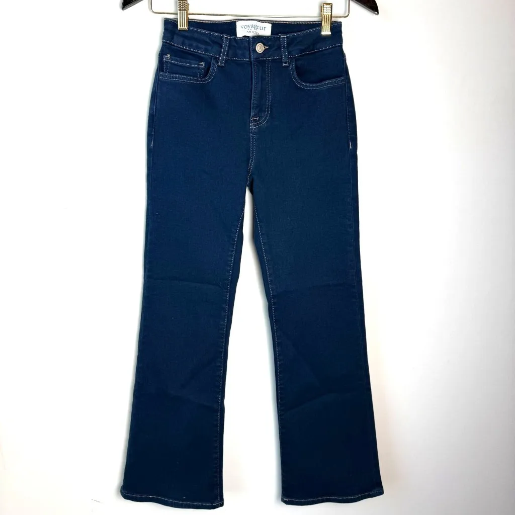 Mersea Voyageur Jeans Nomad Cropped Mini Boot Cut Dark Wash Stretch NWOT Sz 26 Blue - Image 2