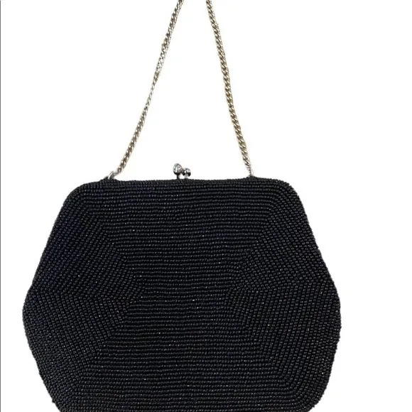 Bags By Josef Evening Clutch Purse Black Beaded Vintage Japan‎ Small 7 “ - Image 2