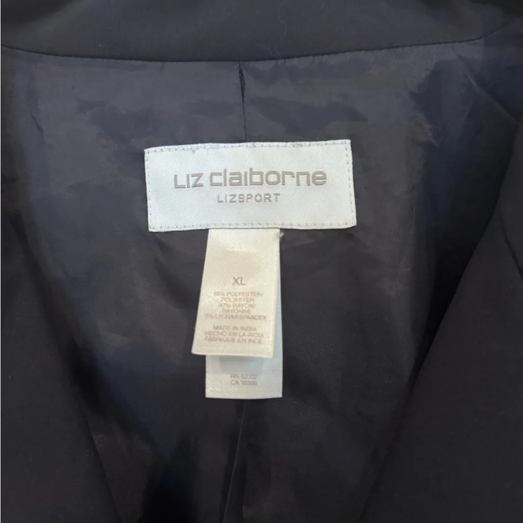 Liz Claiborne LizSport Black Trench Coat XL Quiet Luxury Old Money Classic Work - Image 2