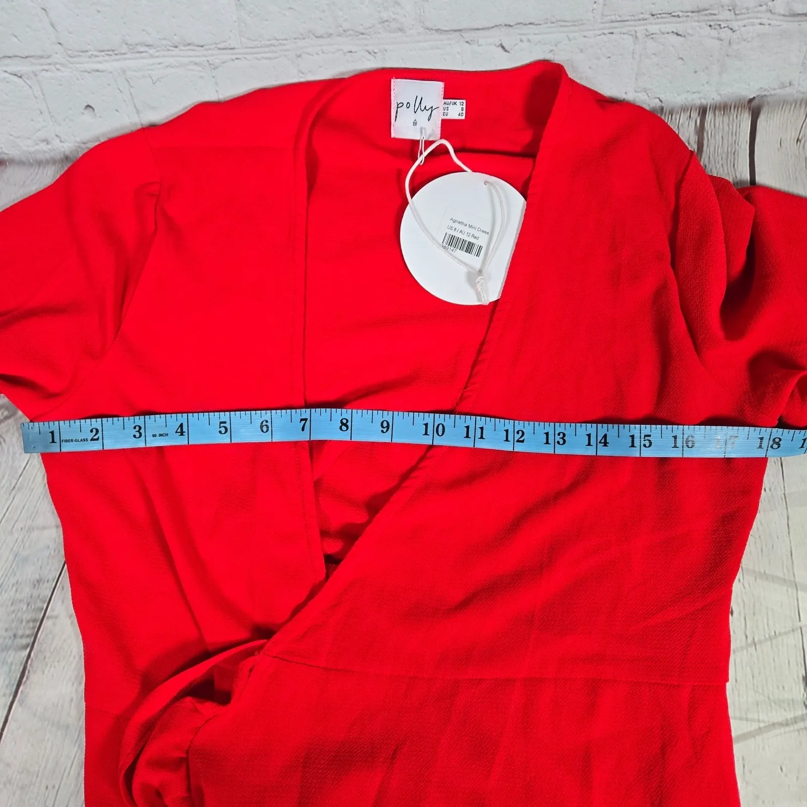 Princess Polly Agnetha Mini Dress Red Long‎ Sleeve Wrap Ruffle Flounce Women's 8 - Image 8