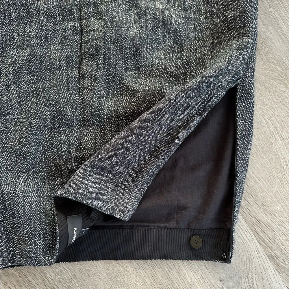 Theory Tweed Mini Skirt Lined Linen Blend Gray Women’s Size 0 Dark Academia - Image 4