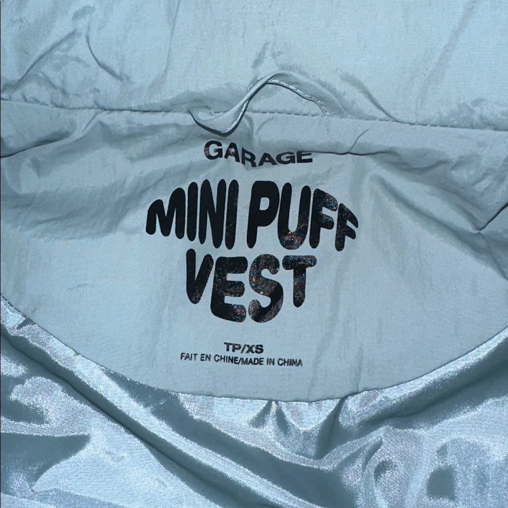 Garage Mini Puff Cropped Puffer Vest Teal - Image 5